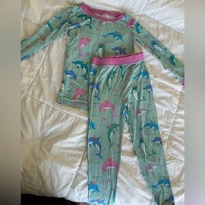 Little Sleepies Dolphin Pajama Set - Teal and Pink